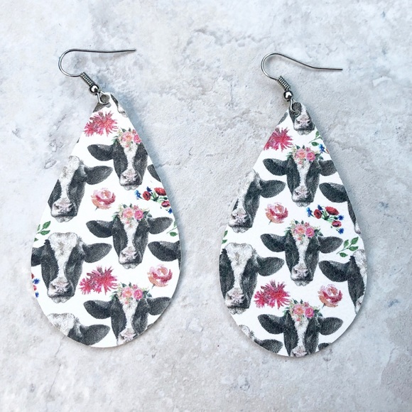 Handmade 3.5” Faux Leather Earrings - Picture 4 of 5